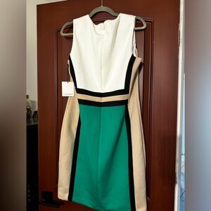 NWT Calvin Klein color block scuba dress, size 14.